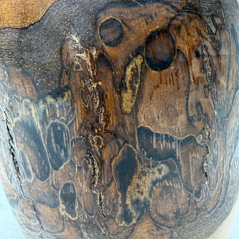 Handcrafted Russian Olive Wood Natual Burl Pattern Vase Rustic Farmhouse Decor